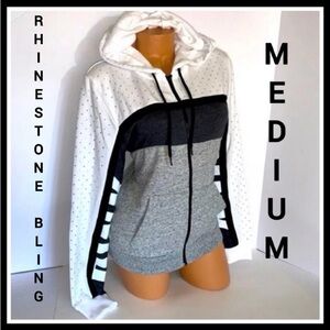 NWT VS PINK MEDIUM RHINESTONE PERFECT ZIP